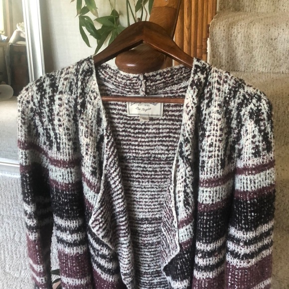 Lucky Brand Mixed Striped Chunky Wool Cardigan - Picture 5 of 12